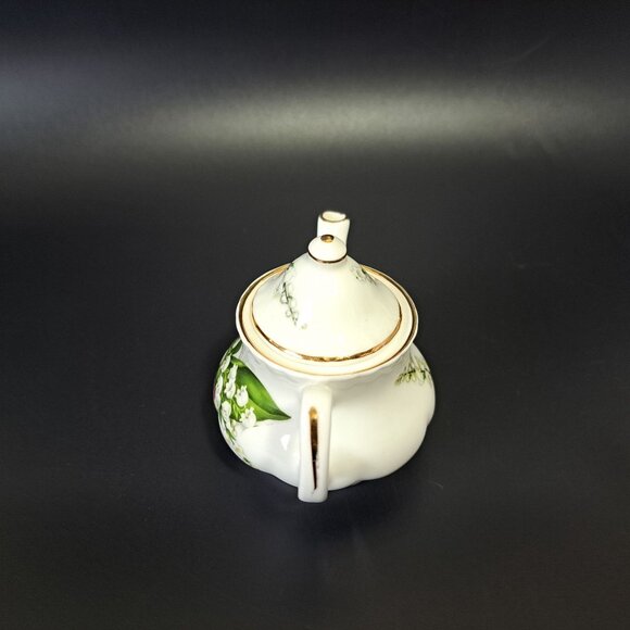 Staffordshire Collection Bone China Miniature Teapot Lily Floral Design Vintage - Picture 9 of 11